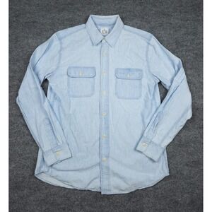 WKND Skateboard Shirt Men's Large Blue Chambray Button Up Pockets Camp